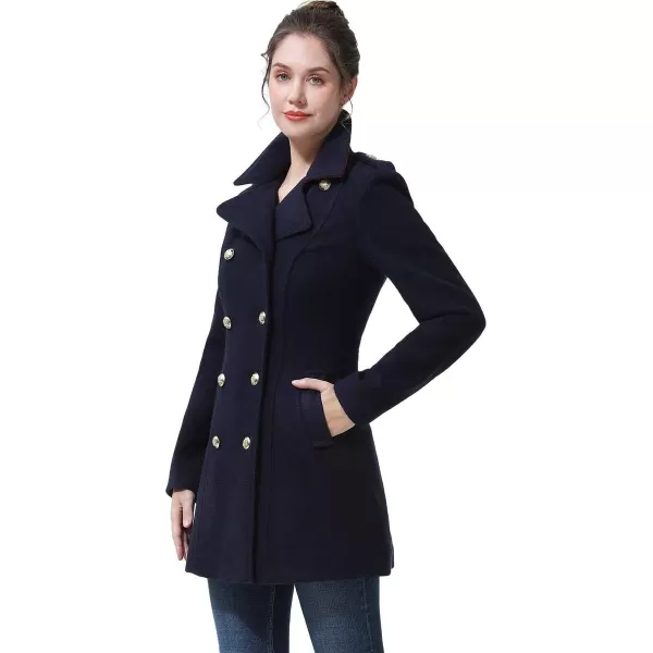 BGSD Women Ele Color Block Wool Pea Coat Regular amp Plus Size amp PetiteRedNavy