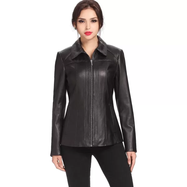 BGSD Women Ellen Lambskin Leather Jacket Regular amp Plus Size amp PetiteBlack