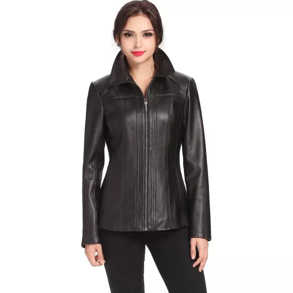 BGSD Women Ellen Lambskin Leather Jacket Regular amp Plus Size amp PetiteBlack