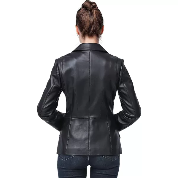 BGSD Women Emma 3Button New Zealand Lambskin Leather Blazer Regular amp Plus Size amp PetiteBlack