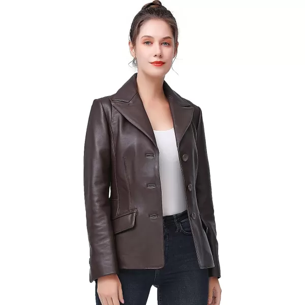 BGSD Women Emma 3Button New Zealand Lambskin Leather Blazer Regular amp Plus Size amp PetiteEspresso