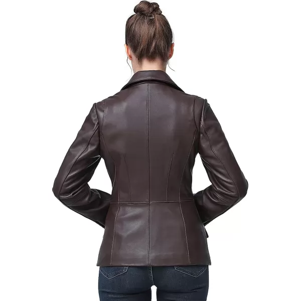 BGSD Women Emma 3Button New Zealand Lambskin Leather Blazer Regular amp Plus Size amp PetiteEspresso