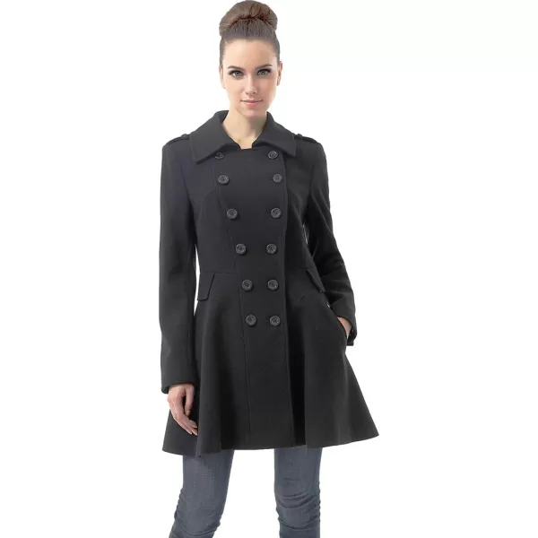 BGSD Women Emma Fit amp Flare Wool Pea CoatBlack