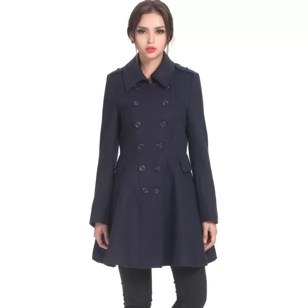 BGSD Women Emma Fit amp Flare Wool Pea CoatNavy