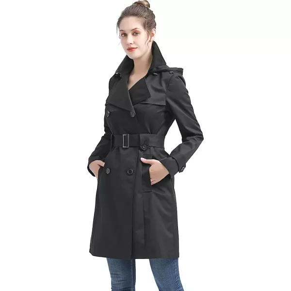 BGSD Women Emma Waterproof Hooded Trench Coat  Regular amp Plus SizeBlack