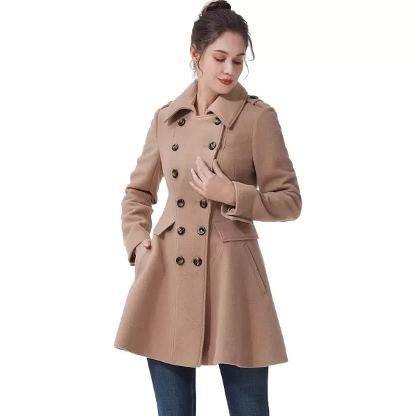 BGSD Women Emy Fit amp Flare Wool Pea Coat Regular amp Plus Size amp PetiteCamel