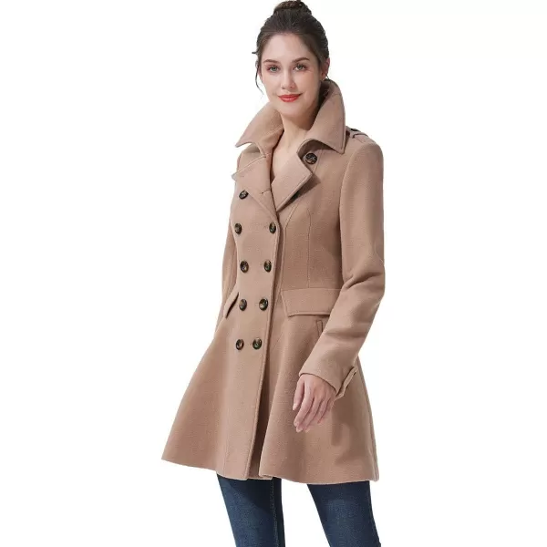 BGSD Women Emy Fit amp Flare Wool Pea Coat Regular amp Plus Size amp PetiteCamel