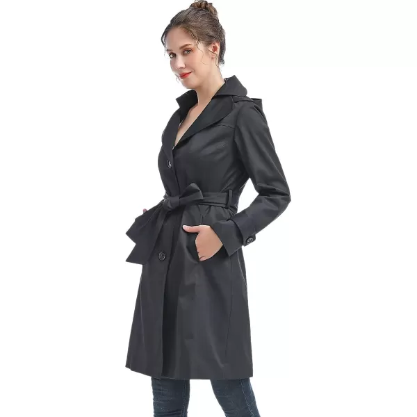 BGSD Women Eva Waterproof Hooded Trench Coat  Regular amp Plus SizeBlack