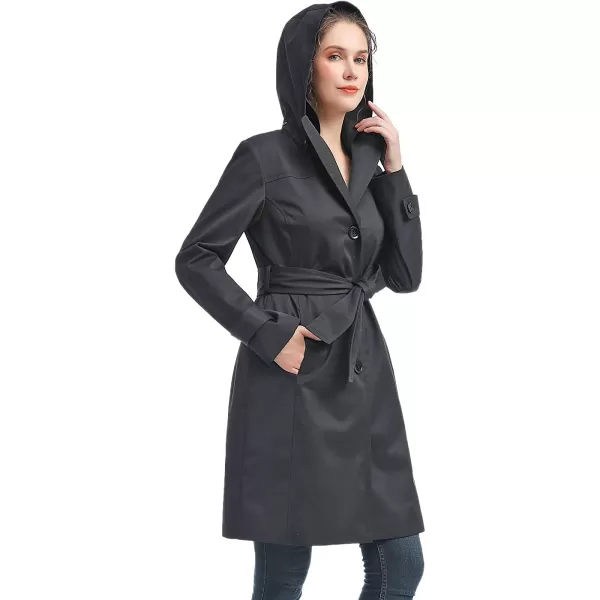 BGSD Women Eva Waterproof Hooded Trench Coat  Regular amp Plus SizeBlack