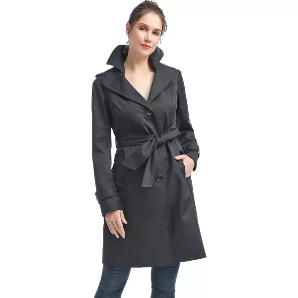 BGSD Women Eva Waterproof Hooded Trench Coat  Regular amp Plus SizeBlack