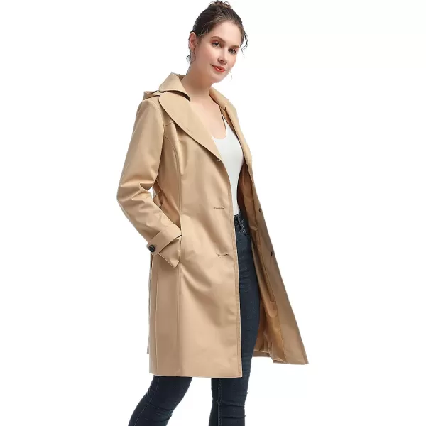 BGSD Women Eva Waterproof Hooded Trench Coat  Regular amp Plus SizeTan