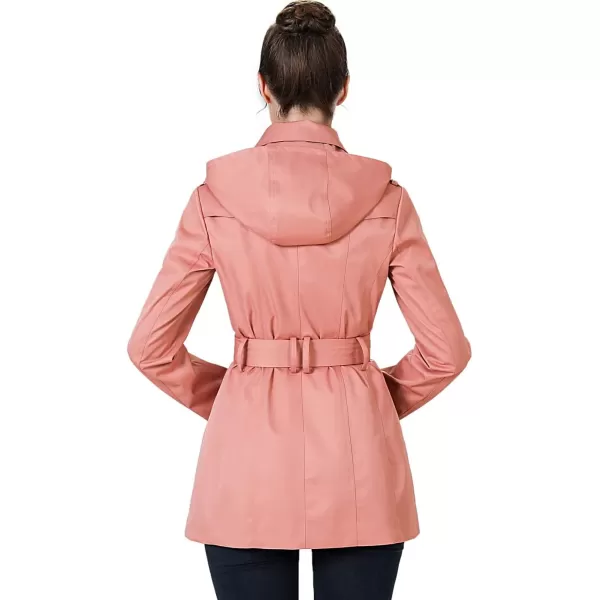 BGSD Women Evelyn Waterproof Classic Hooded Short Trench CoatGuava