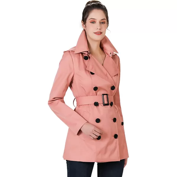 BGSD Women Evelyn Waterproof Classic Hooded Short Trench CoatGuava