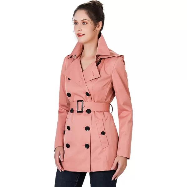 BGSD Women Evelyn Waterproof Classic Hooded Short Trench CoatGuava