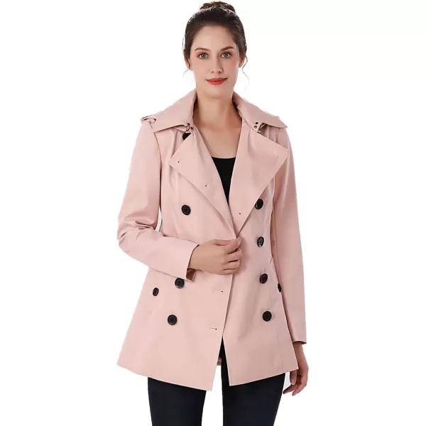 BGSD Women Evelyn Waterproof Classic Hooded Short Trench CoatPink