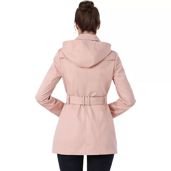 BGSD Women Evelyn Waterproof Classic Hooded Short Trench CoatPink