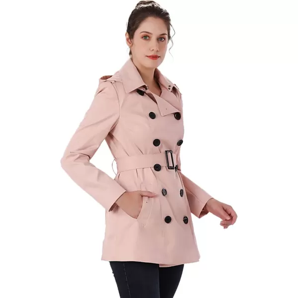 BGSD Women Evelyn Waterproof Classic Hooded Short Trench CoatPink