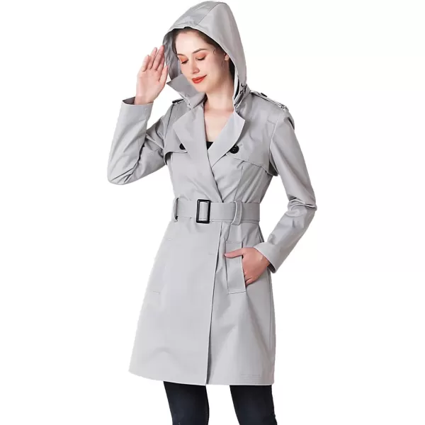 BGSD Women Gabby Waterproof Hooded Trench Coat  Regular amp Plus SizeGray