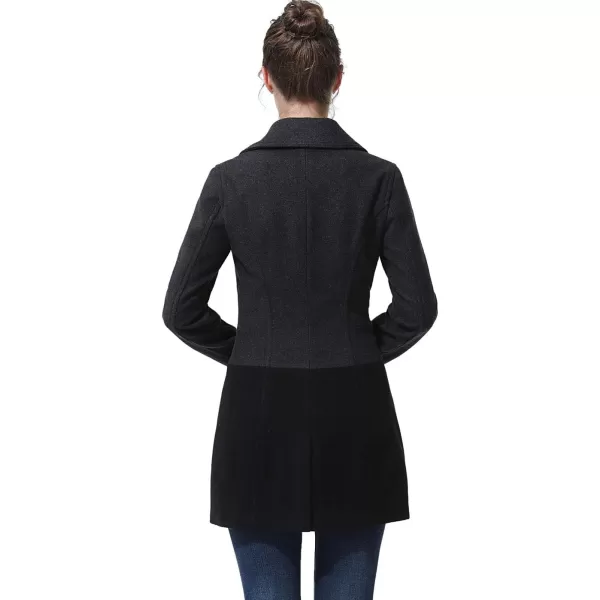 BGSD Women Gem Color Block Wool Pea Coat Regular amp Plus Size amp PetiteBlackGray