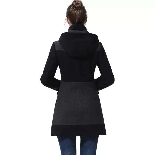 BGSD Women Gia Color Block Hooded Wool Coat Regular amp Plus Size amp PetiteBlackGray