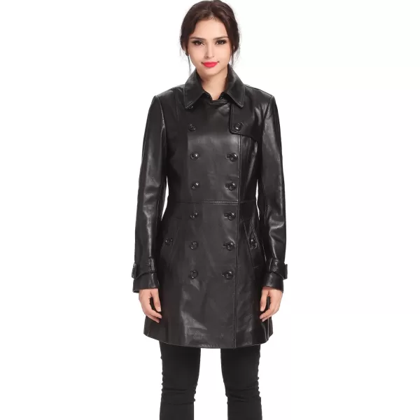 BGSD Women Ginger New Zealand Lambskin Leather CoatBlack