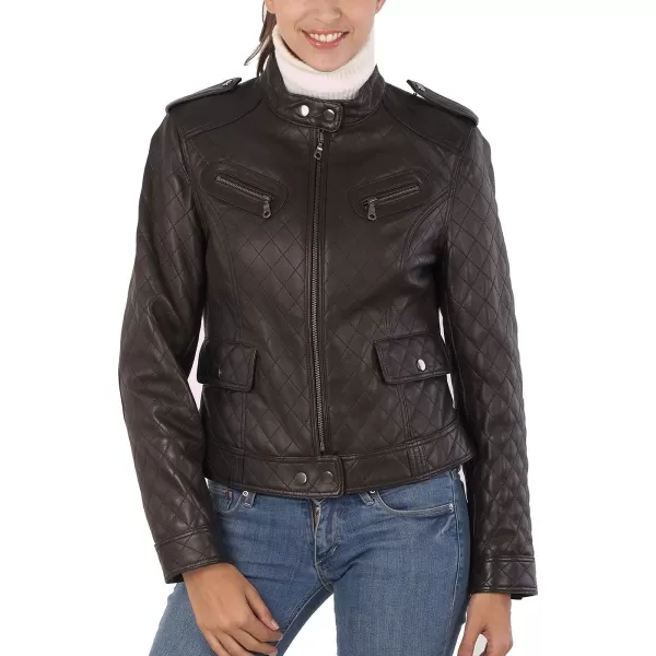 BGSD Women Hanna Quilted Lambskin Leather JacketBlack