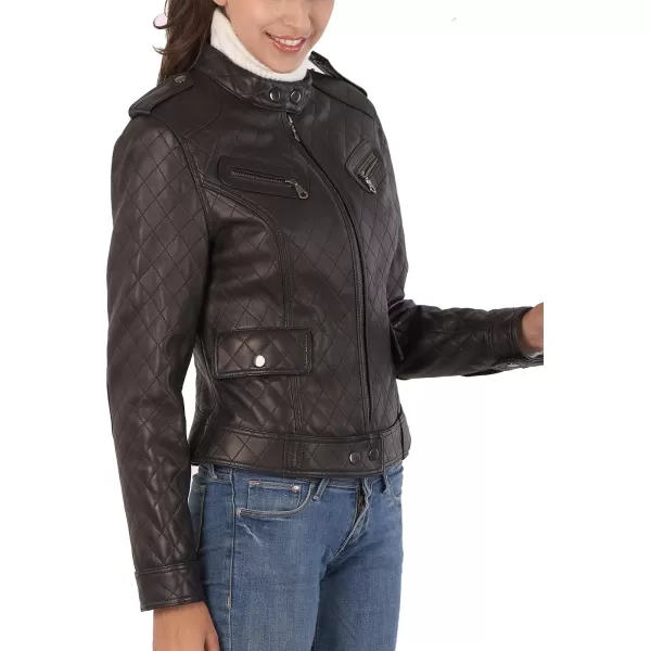 BGSD Women Hanna Quilted Lambskin Leather JacketBlack