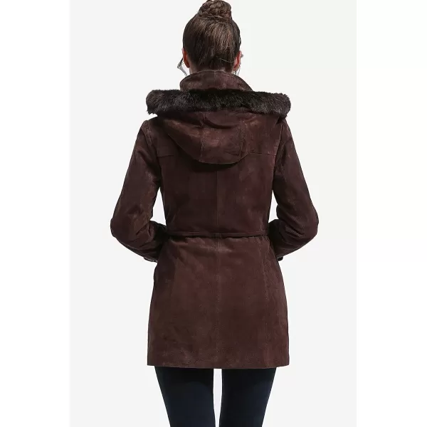 BGSD Women Hooded Suede Leather Parka Coat Regular amp Plus Size amp PetiteBrown