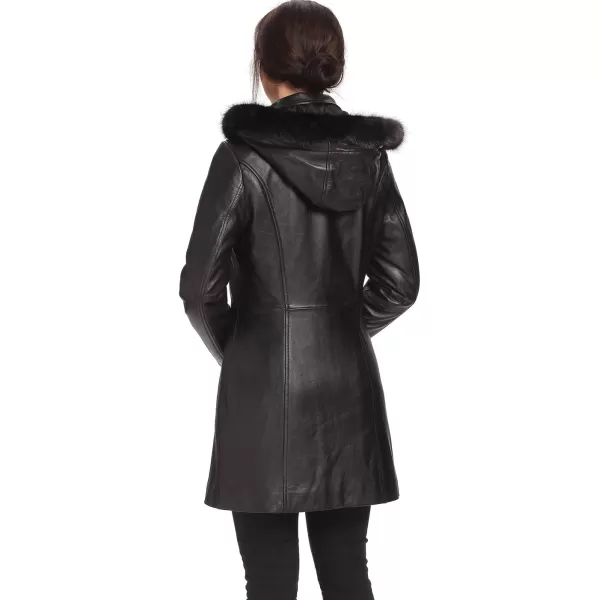 BGSD Women Irene Lambskin Leather Parka Coat Regular amp Plus Size amp PetiteBlack