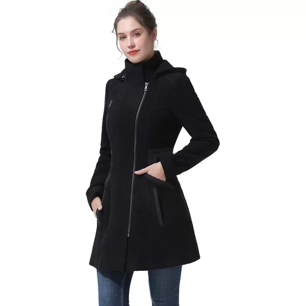 BGSD Women Ivy Hooded Color Block Wool Coat Regular amp Plus Size amp PetiteBlackGray