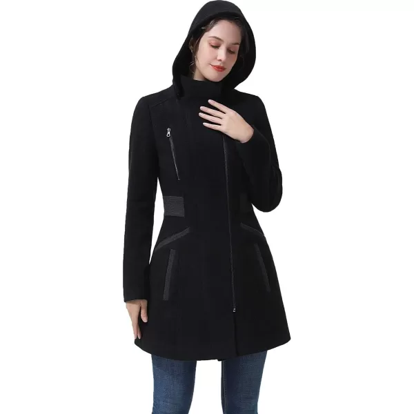 BGSD Women Ivy Hooded Color Block Wool Coat Regular amp Plus Size amp PetiteBlackGray