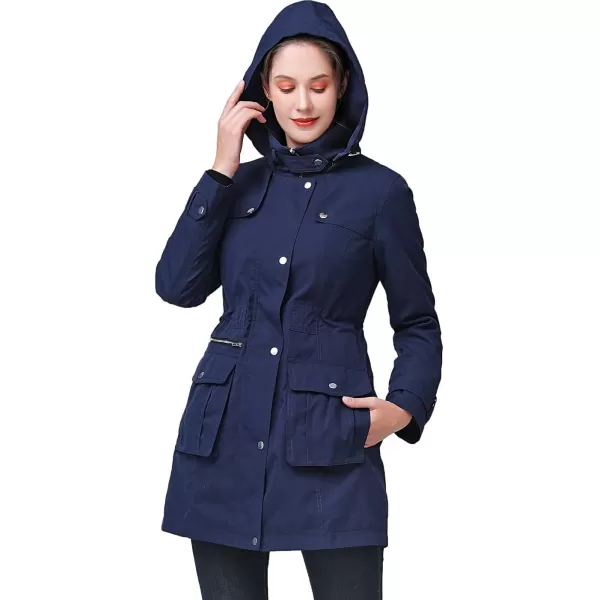 BGSD Women Jamie Waterproof Insulated Hooded Rain Jacket Parka Coat  Regular amp Plus SizeNavy