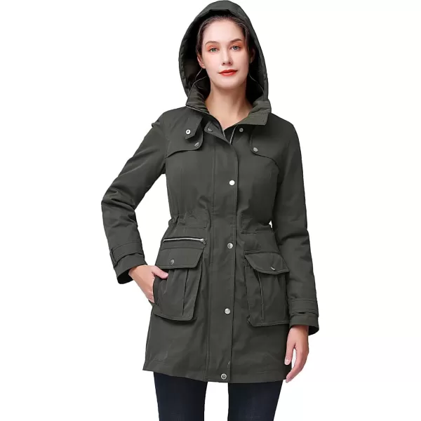 BGSD Women Jamie Waterproof Insulated Hooded Rain Jacket Parka Coat  Regular amp Plus SizeOlive