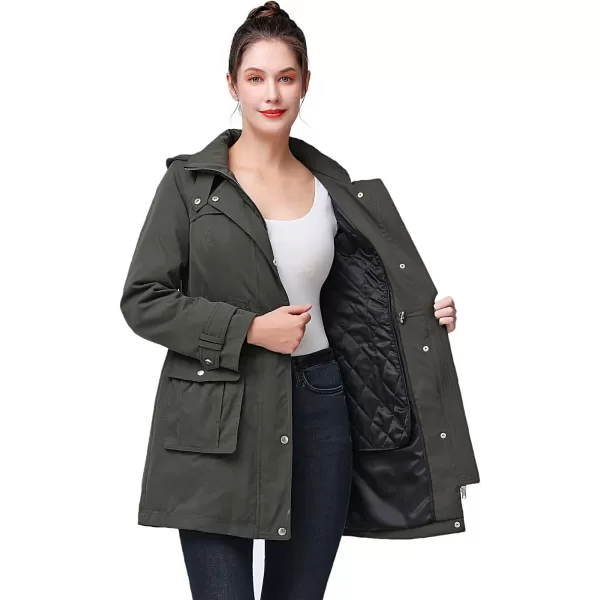 BGSD Women Jamie Waterproof Insulated Hooded Rain Jacket Parka Coat  Regular amp Plus SizeOlive