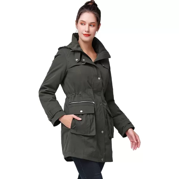 BGSD Women Jamie Waterproof Insulated Hooded Rain Jacket Parka Coat  Regular amp Plus SizeOlive