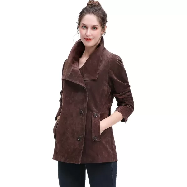 BGSD Women Jane Suede Leather Jacket Regular amp Plus Size amp PetiteBrown