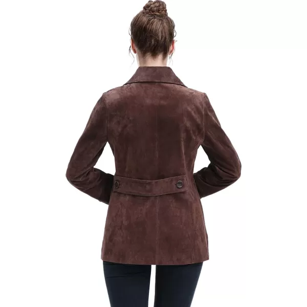 BGSD Women Jane Suede Leather Jacket Regular amp Plus Size amp PetiteBrown