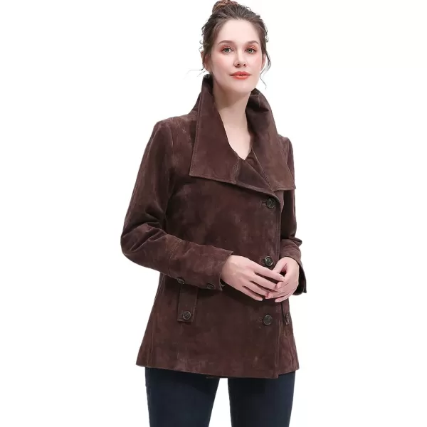 BGSD Women Jane Suede Leather Jacket Regular amp Plus Size amp PetiteBrown