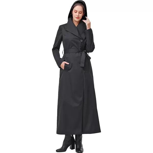 BGSD Women Jessica Waterproof Hooded Long Trench Coat  Regular amp Plus SizeBlack