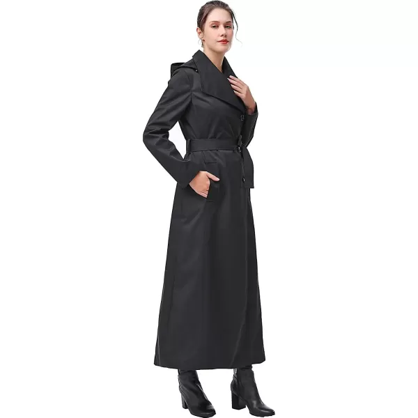 BGSD Women Jessica Waterproof Hooded Long Trench Coat  Regular amp Plus SizeBlack