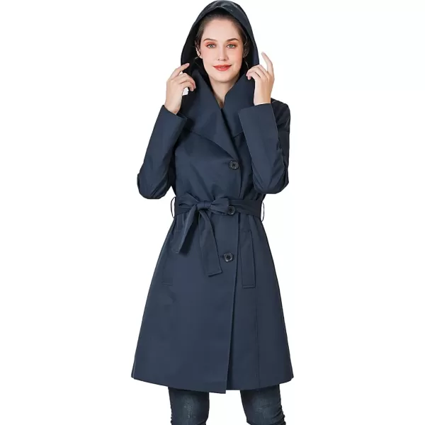 BGSD Women Jessie Waterproof Hooded Trench Coat  Regular amp Plus SizeNavy