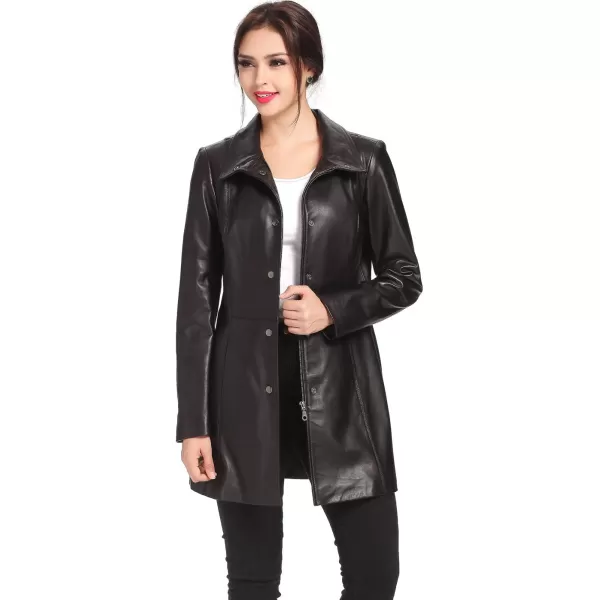 BGSD Women Jocelyn Lambskin Leather Car Coat Regular amp Plus Size amp PetiteBlack