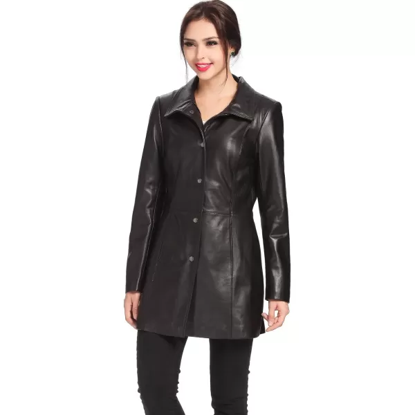 BGSD Women Jocelyn Lambskin Leather Car Coat Regular amp Plus Size amp PetiteBlack