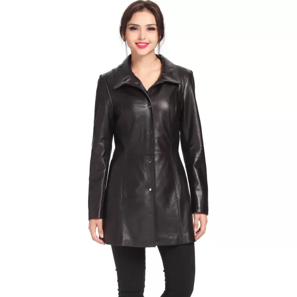 BGSD Women Jocelyn Lambskin Leather Car Coat Regular amp Plus Size amp PetiteBlack