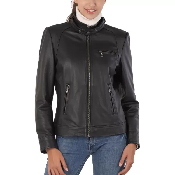 BGSD Women Julie Zip Front Lambskin Leather Jacket Regular amp Plus SizeBlack