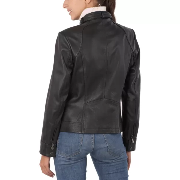 BGSD Women Julie Zip Front Lambskin Leather Jacket Regular amp Plus SizeBlack