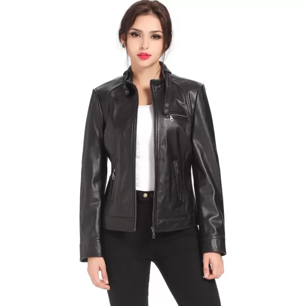 BGSD Women Julie Zip Front Lambskin Leather Jacket Regular amp Plus SizeBlack