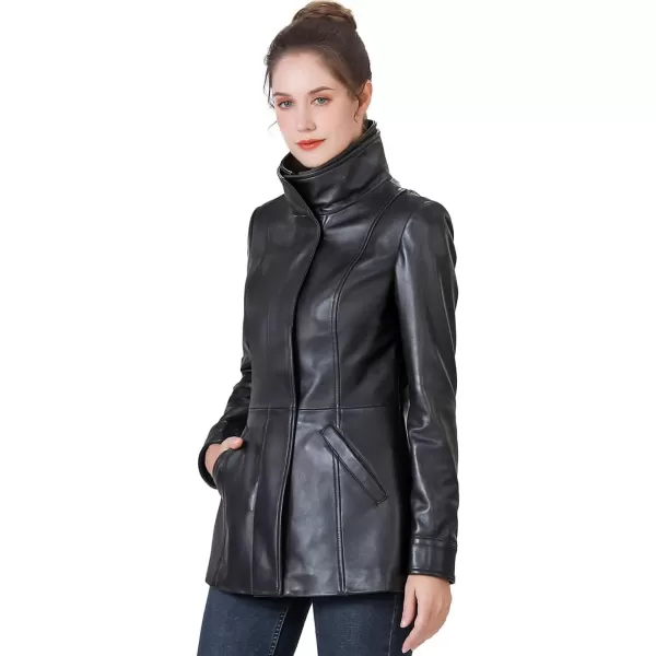 BGSD Women Kara New Zealand Lambskin Leather Scuba Jacket Regular amp Plus Size amp PetiteBlack