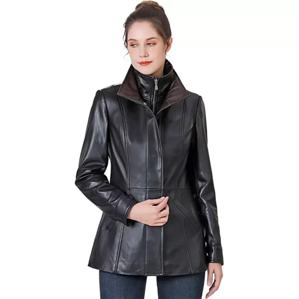 BGSD Women Kara New Zealand Lambskin Leather Scuba Jacket Regular amp Plus Size amp PetiteBlack