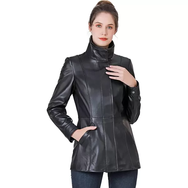 BGSD Women Kara New Zealand Lambskin Leather Scuba Jacket Regular amp Plus Size amp PetiteBlack